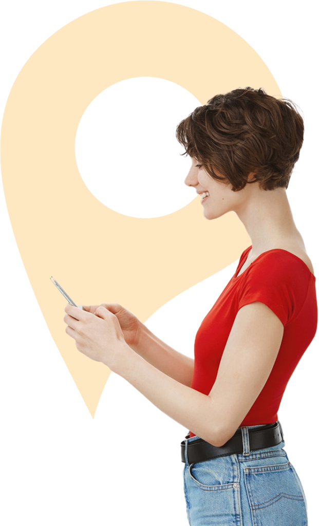 profile portrait young woman using mobile phone looking smartphone while texting message